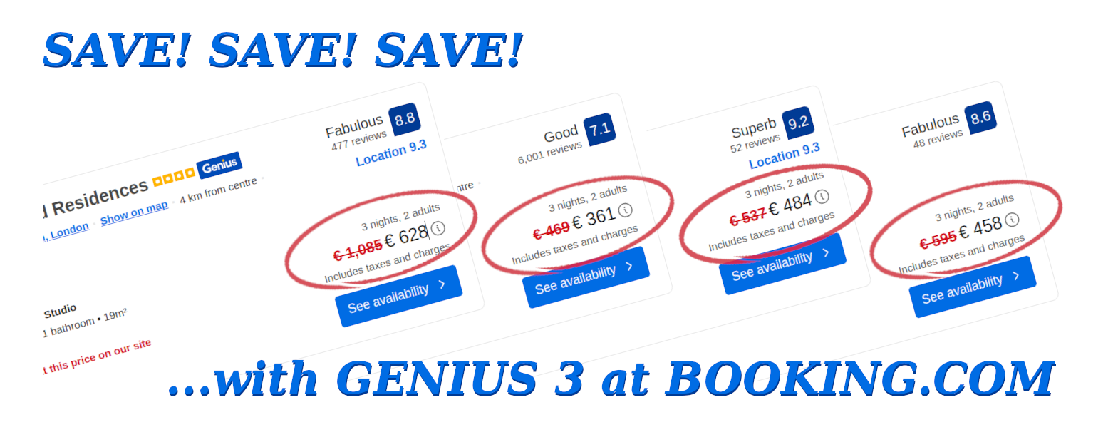 Save with GENIUS 3 for your next journey on Booking.com